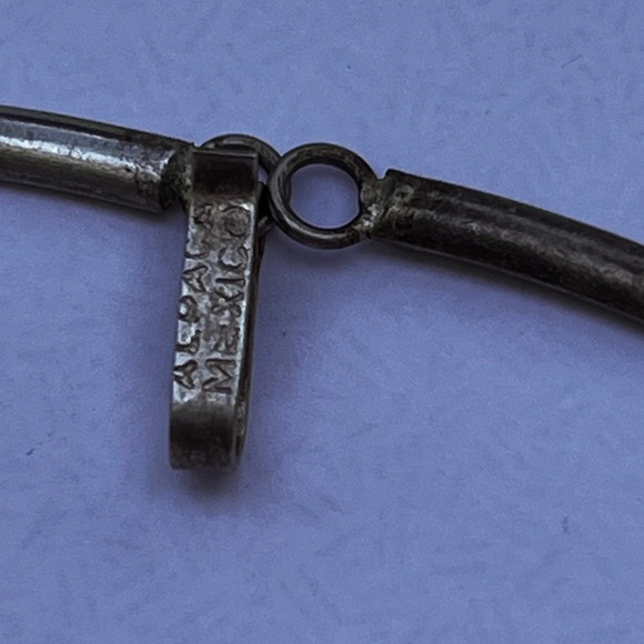 Mexico Alpaca Greek Key Design Black Enamel Necklace Vintage-earring Set - Picture 5 of 6